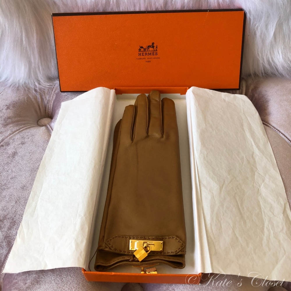 HERMES Soya Gloves in Kelly Hardware
